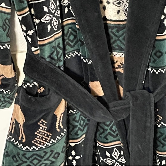 Roundtree & Yorke Vintage Long Heavyweight Cotton Robe Shawl Collar Self Tie - Picture 8 of 12